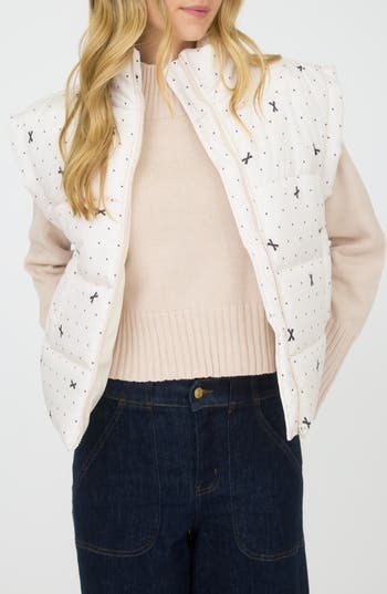 Blu Pepper Polka Dot Bow Zip Vest In White
