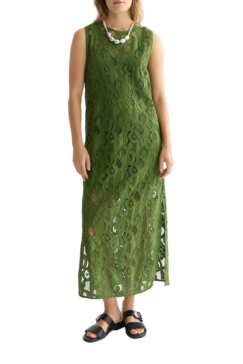 Paisley Embroidery Cotton Maxi Dress, Main, color, GARDEN GREEN