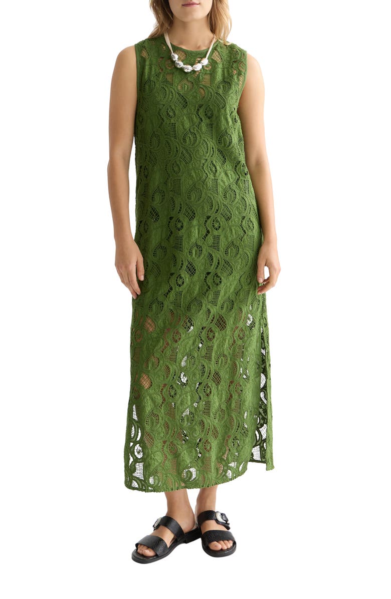 Scotch & Soda Paisley Embroidery Cotton Maxi Dress, Main, color, Garden Green