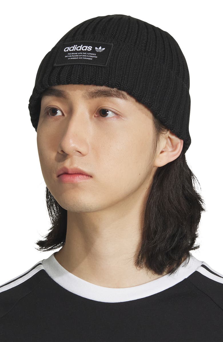 adidas Gender Inclusive Original Ribbed Cuff Beanie, Alternate, color, Black/ White 23