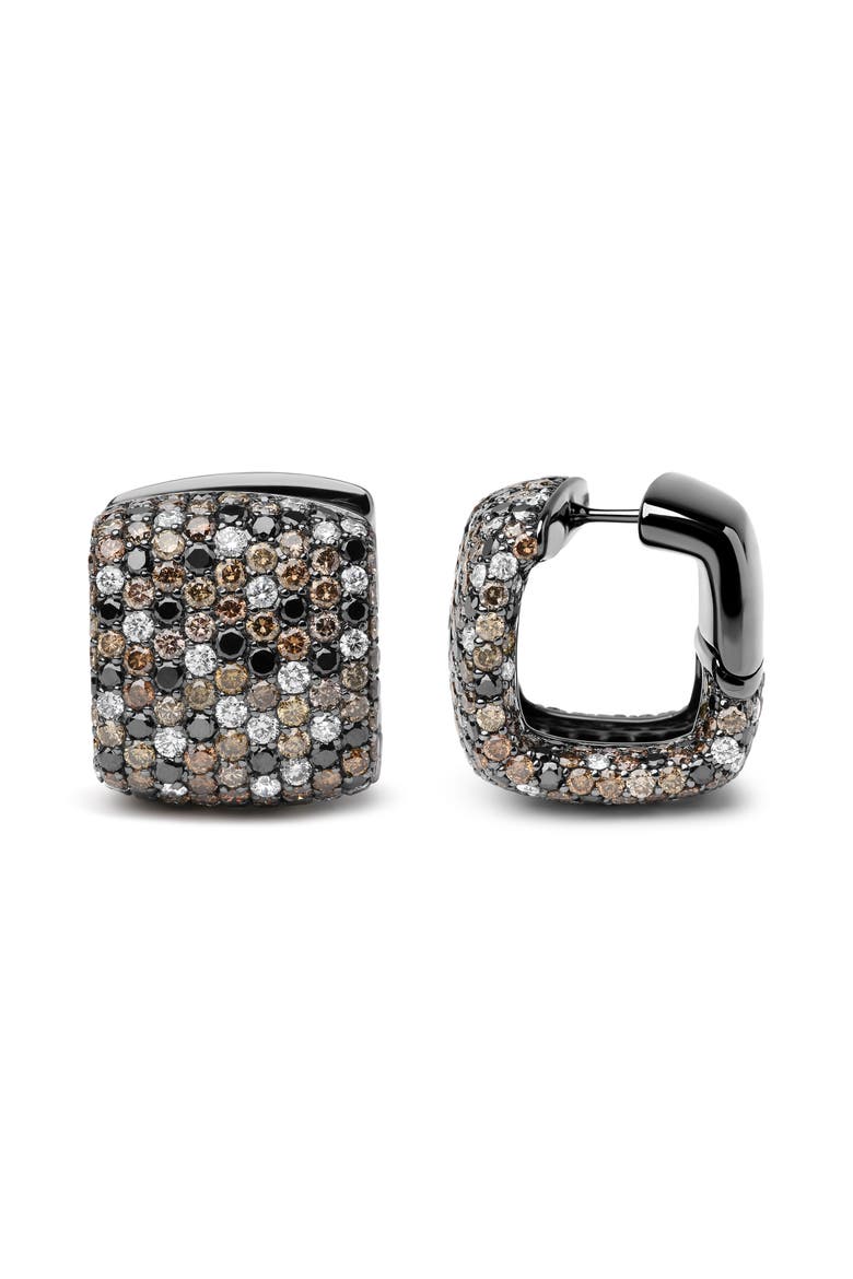 18K White Gold 12 5/8 Cttw Multi Color Diamond Huggie Earrings, Alternate, color, White