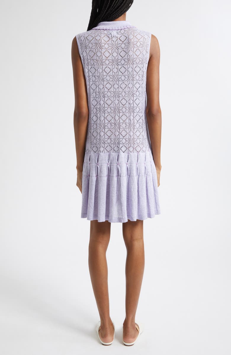 YanYan Snowflake Pointelle Linen & Cotton Polo Sweater Dress, Alternate, color, Lilac