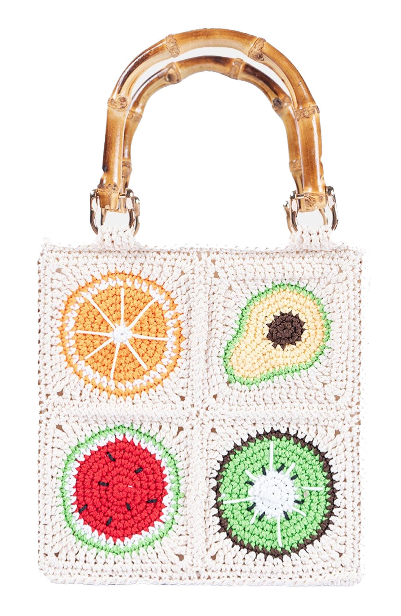 Jelavu Tutti Fruitti Bamboo Top Handle Bag, Alternate, color, Multi