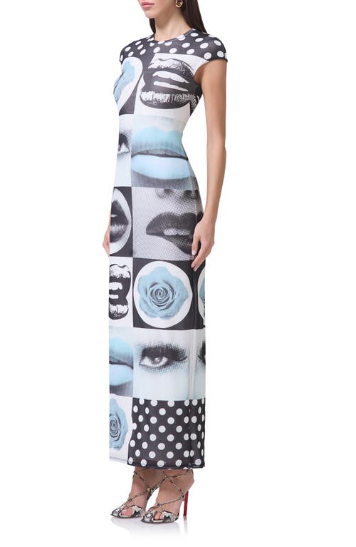 Afrm Cody Print Powermesh Midi Dress In Pop Art Abstract