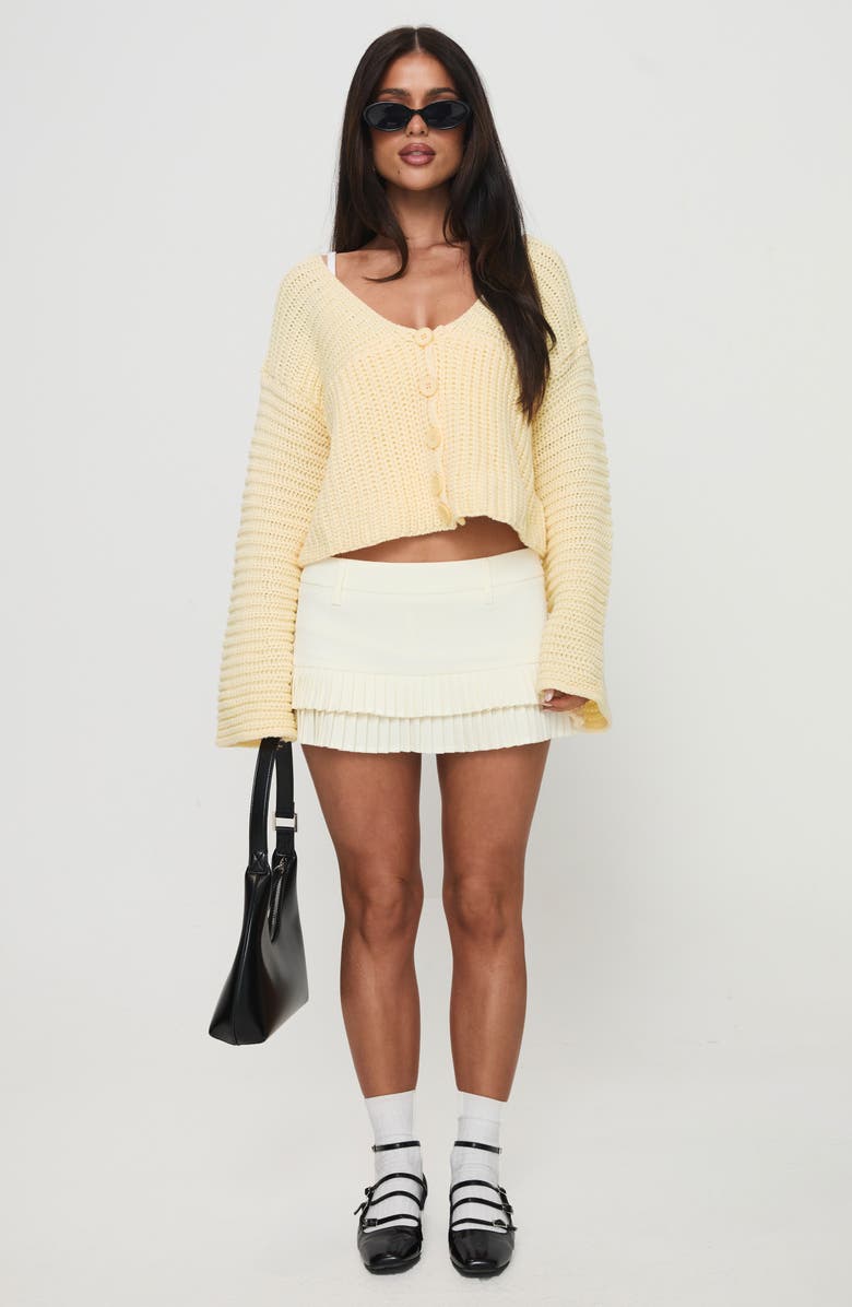 Princess Polly Artha Relaxed Crop Cardigan, Alternate, color, Lemon
