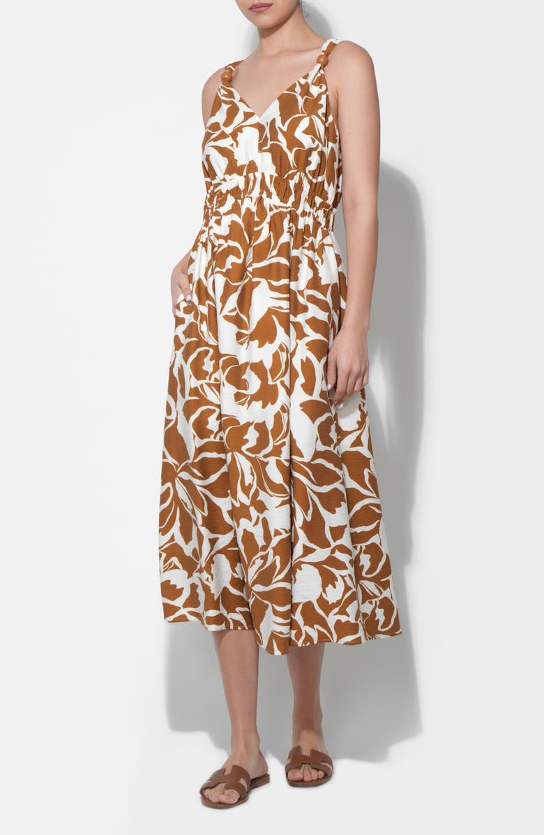 Adelyn Rae Kiana Wood Trim Sleeveless Maxi Dress, Alternate, color, Off White/ Rust