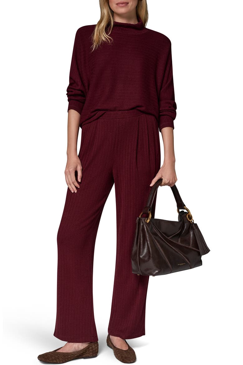 Brushed Rib Wide Leg Pants, Alternate, color, BLK CHERRY