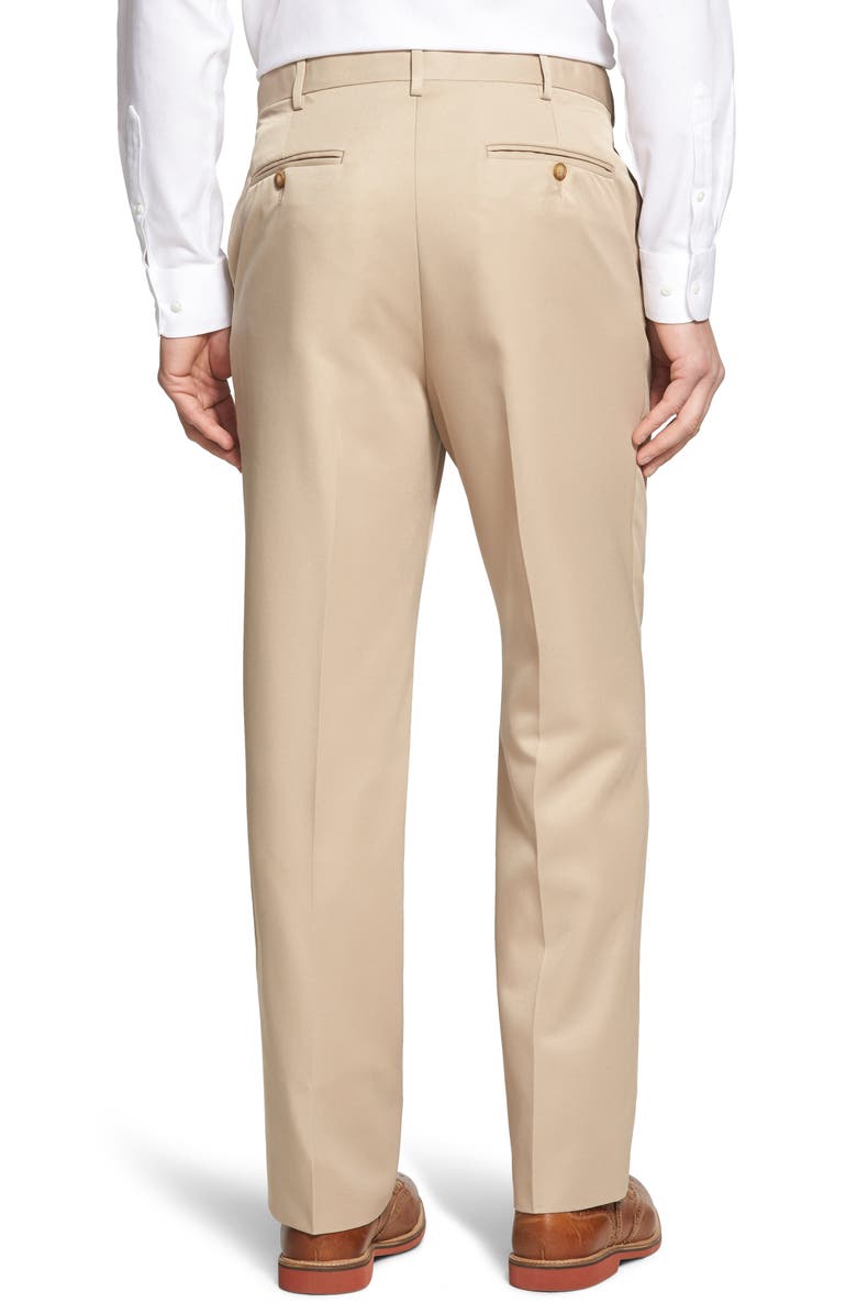 Berle Self Sizer Waist Flat Front Classic Fit Microfiber Trousers, Alternate, color, Tan