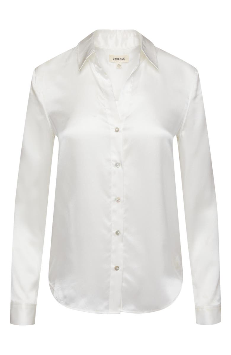 L'AGENCE Tyler Silk Blouse, Alternate, color, Ivory