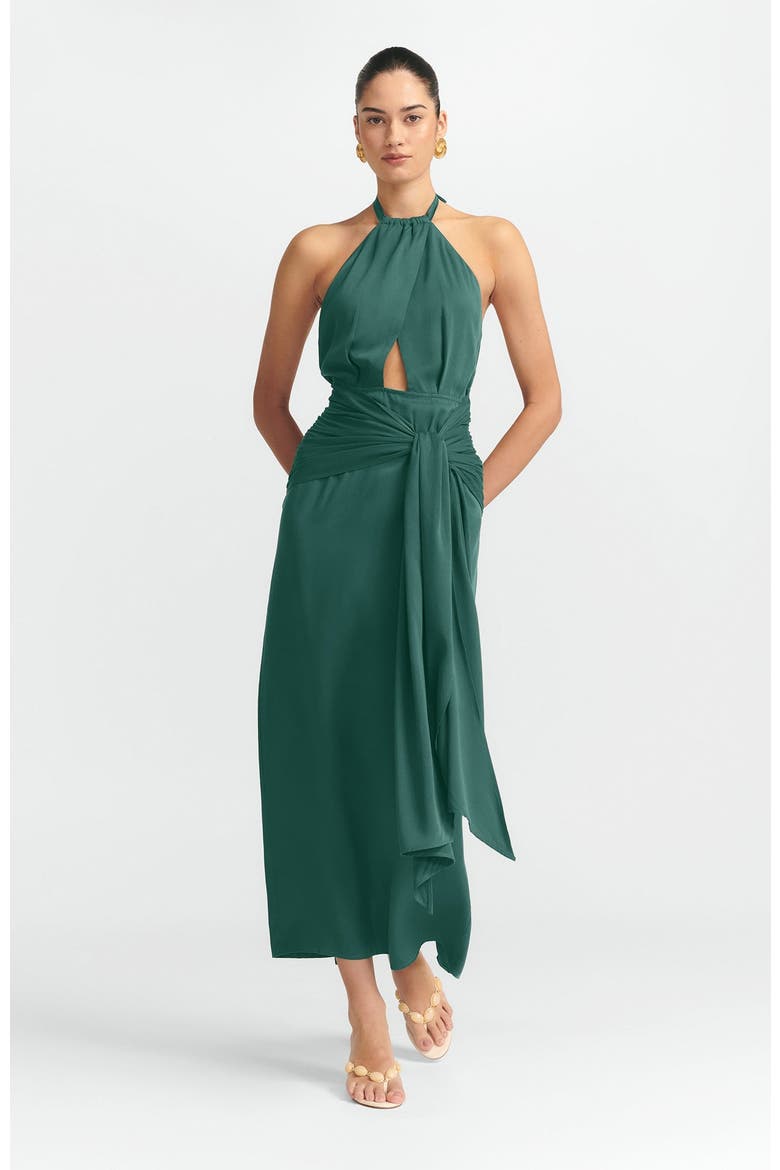 Nessie Midi Dress, Alternate, color, Forest Green