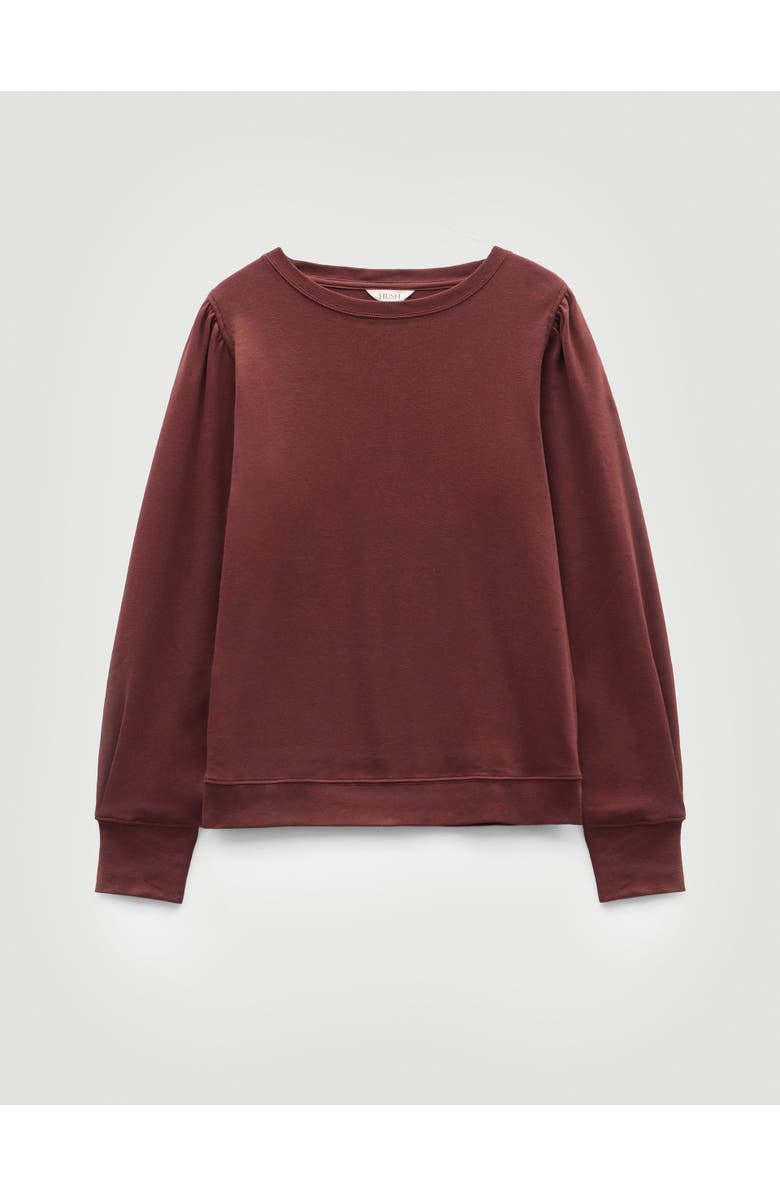 Hush Emily Puff Sleeve Cotton Jersey Top, Alternate, color, Rum Raisin