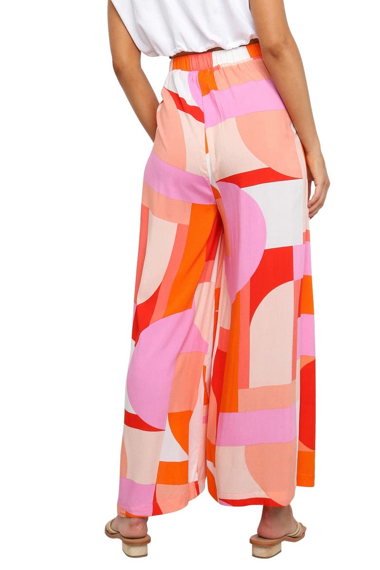 Pomoa Geo Print Wide Leg Pants, Alternate, color, PINK