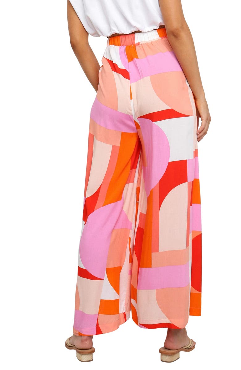 Petal & Pup Pomoa Geo Print Wide Leg Pants, Alternate, color, Pink