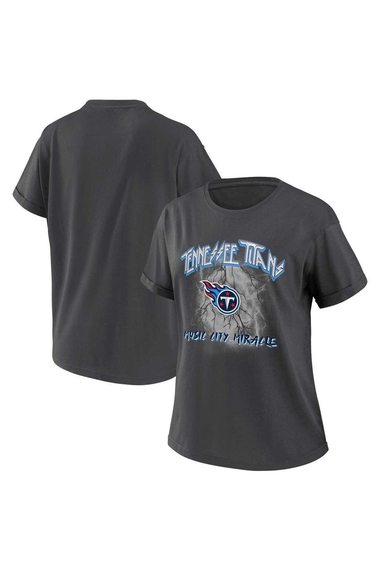 Women's WEAR by Erin Andrews Charcoal Tennessee Titans Boyfriend T-Shirt, Main, color, Charcoal
