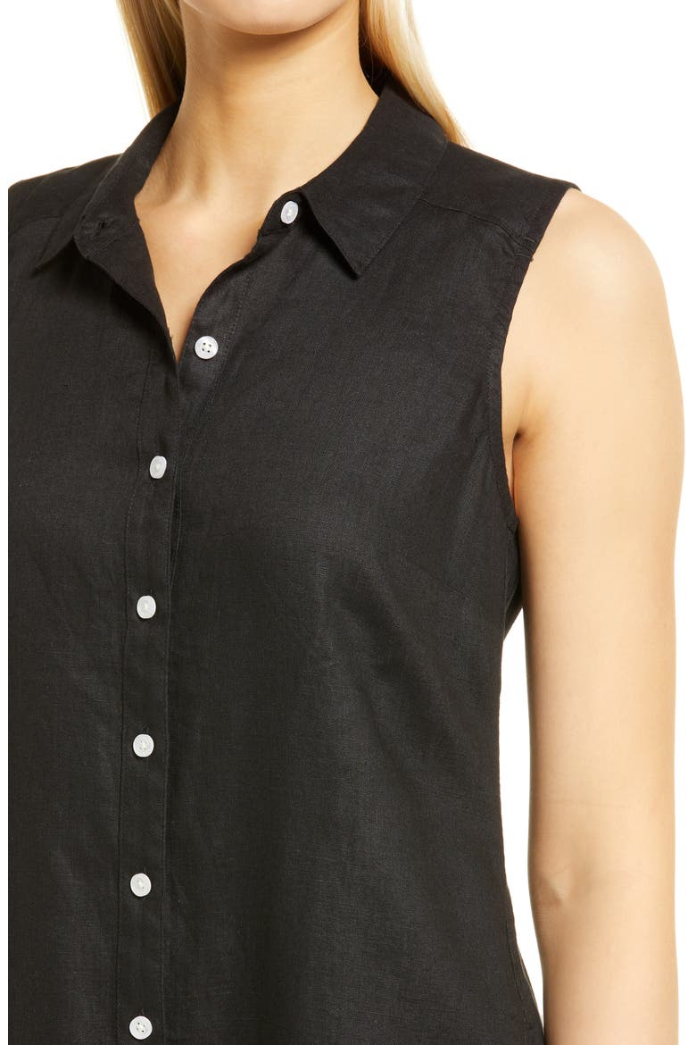 Two Palms Linen Shirtdress, Alternate, color, BLACK