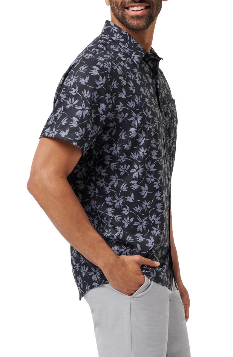 TravisMathew Coastal Trip Short Sleeve Button-Up Shirt, Alternate, color, Black