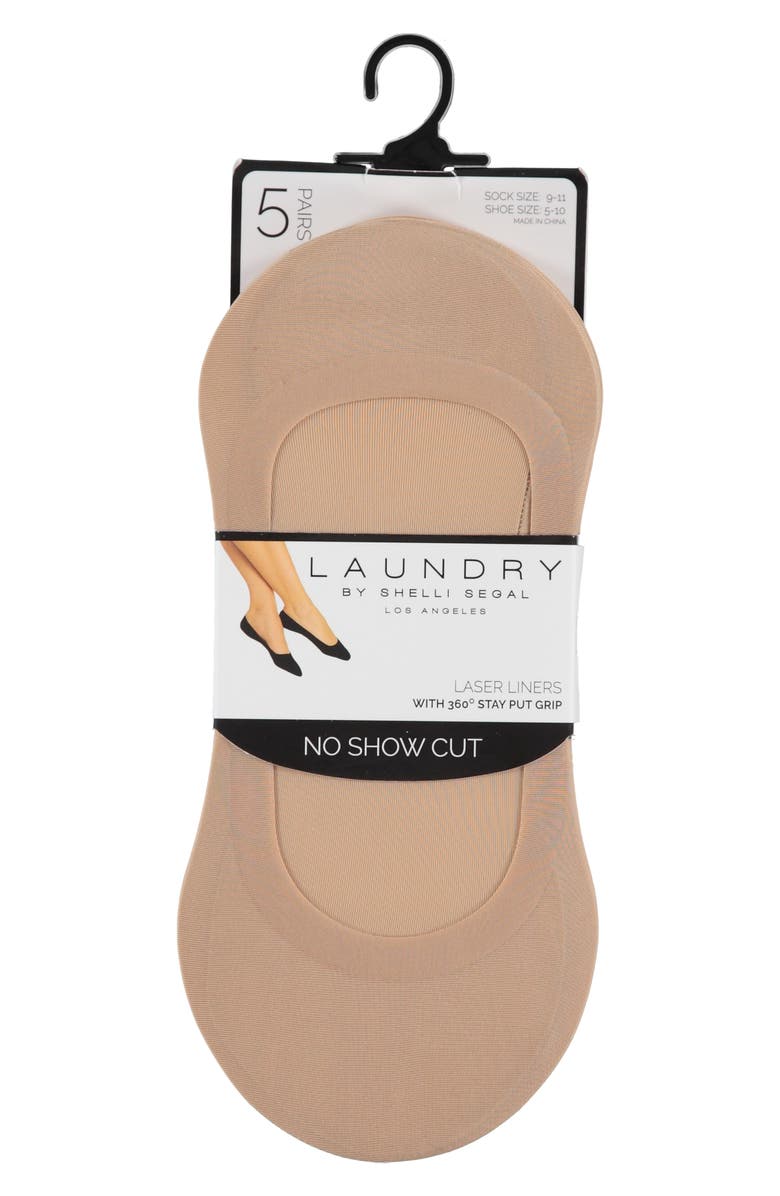 Laundry by Shelli Segal 5-Pack Laser Cut Liner Socks, Alternate, color, Beige