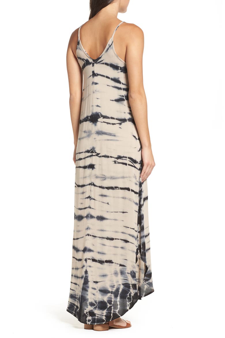 Tie Dye A-Line Maxi Dress, Alternate, color, BLACK/ TAUPE