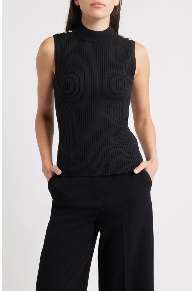 The Suri Sleeveless Mock Neck Rib Top, Main, color, NOIR