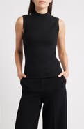 Elie Tahari The Suri Sleeveless Mock Neck Rib Top