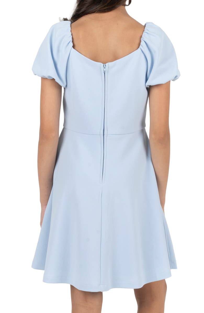 Rare Editions Kids' Puff Sleeve Scuba Crepe Party Dress, Alternate, color, Blue