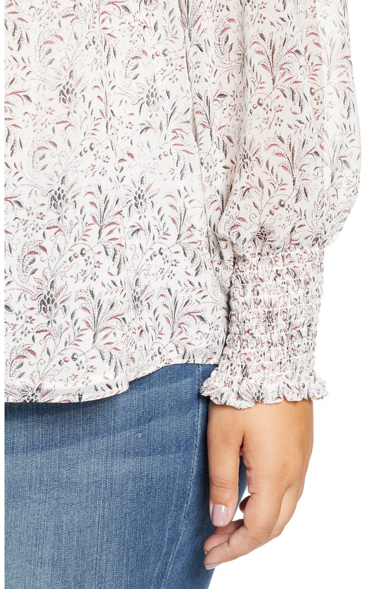 Print Button-Up Blouse, Alternate, color, SOFT ECRU MULTI