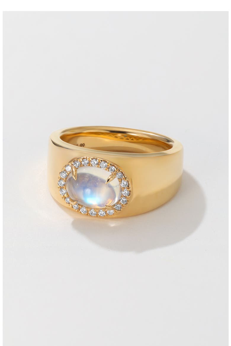 Heirloomed Oval Sapphire & Diamond Cigar Band Ring, Alternate, color, MOONSTONE