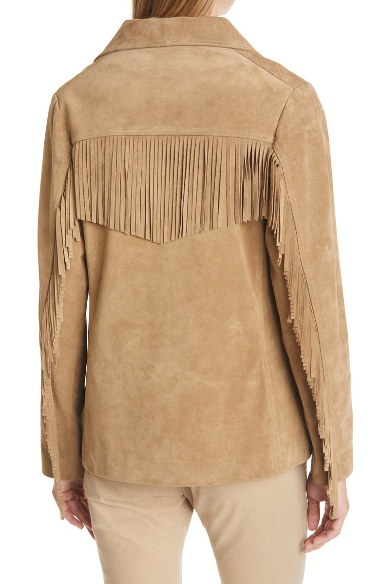 Nili Lotan Carter Fringe Suede Jacket, Alternate, color, 