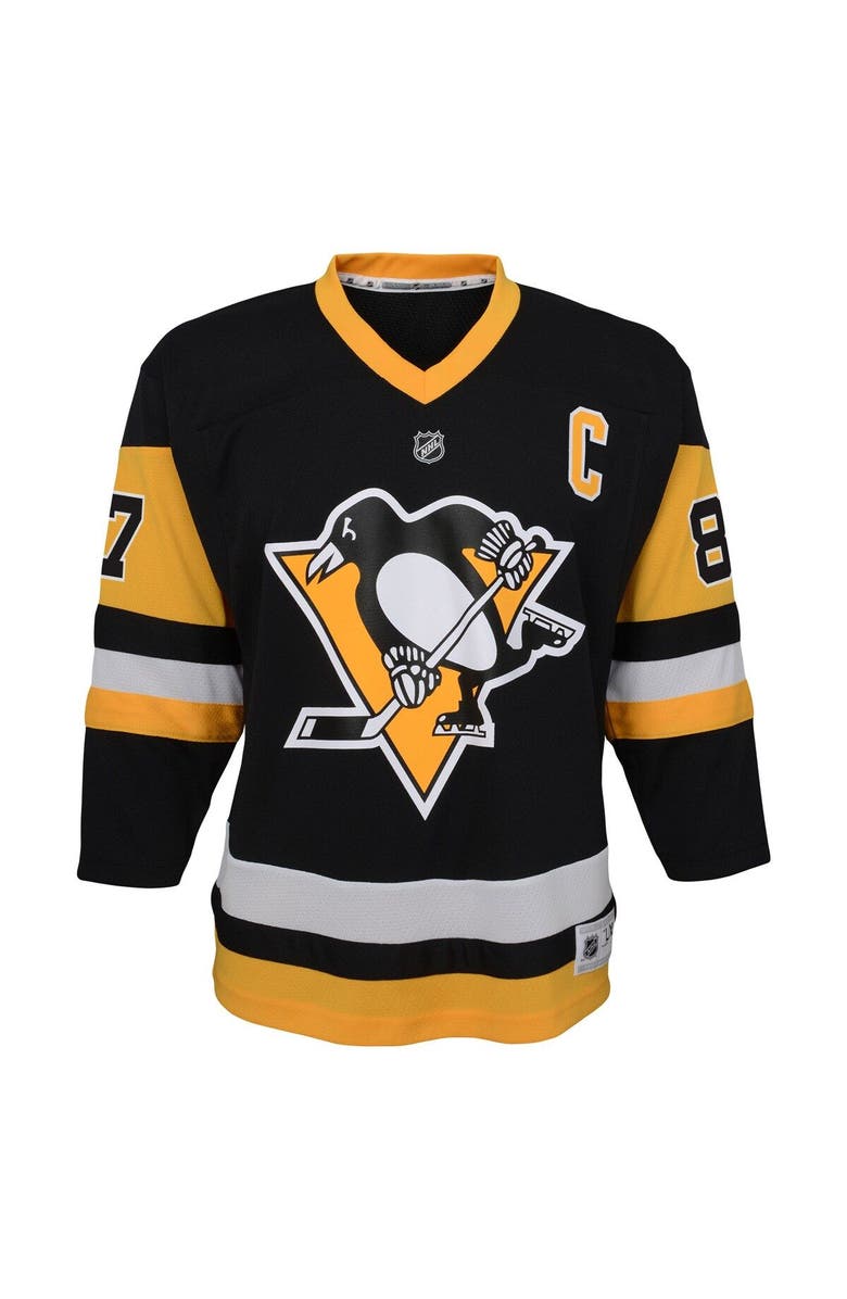 Outerstuff Youth Sidney Crosby Black Pittsburgh Penguins Captain Patch Home Replica Player Jersey, Alternate, color, 