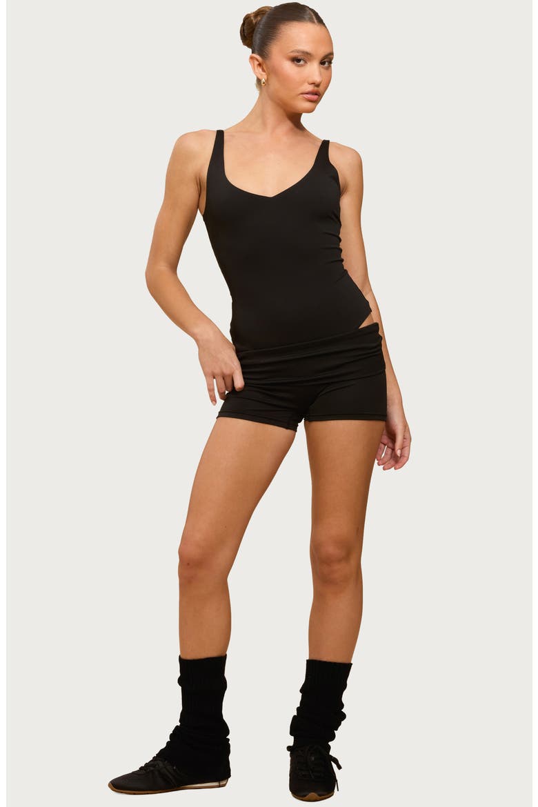 Soraia Foldover Bike Shorts, Alternate, color, BLACK