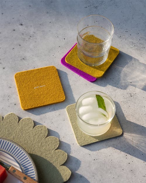 Graf & Lantz Graf Lantz Bierfilzl Merino Wool Square Coaster 4 Pack In Multi