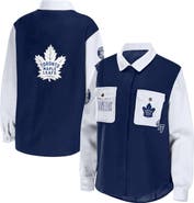 WEAR by Erin Andrews Women's WEAR by Erin Andrews Navy/White Toronto Maple Leafs Colorblock Button-Up Shirt Jacket