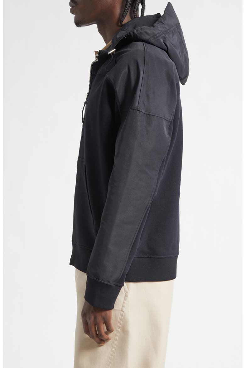 Mixed Media Hooded Windbreaker, Alternate, color, BLACK