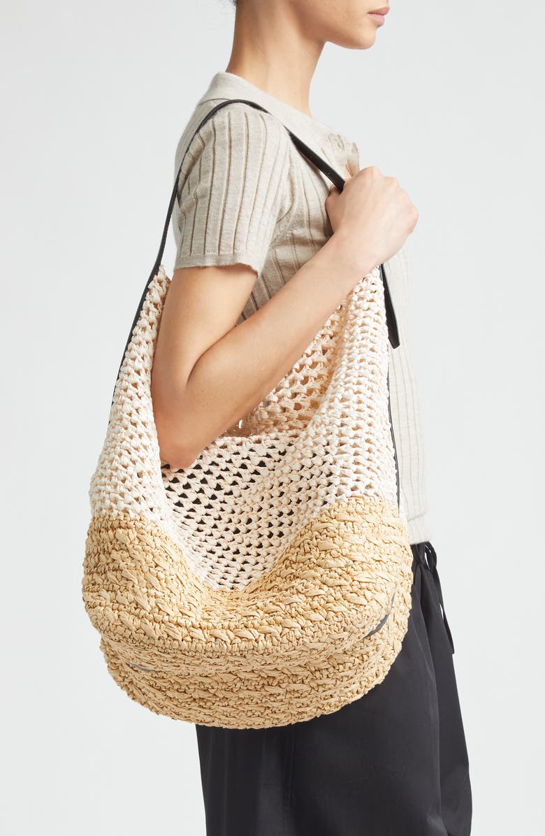 TOTEME Belted Paper Straw Tote, Alternate, color, Ecru/ Vanilla