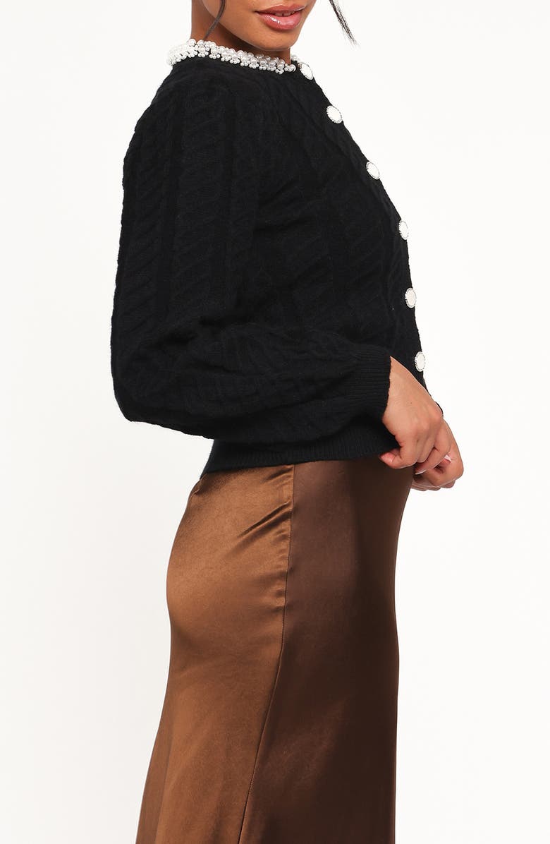 Petal & Pup Sheena Rhinestone Button Cardigan, Alternate, color, Black