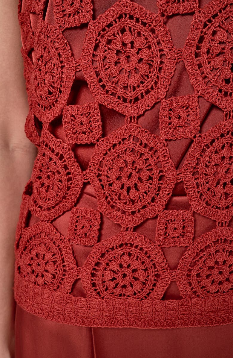 Donna Karan New York Crochet Sleeveless Sweater, Alternate, color, 