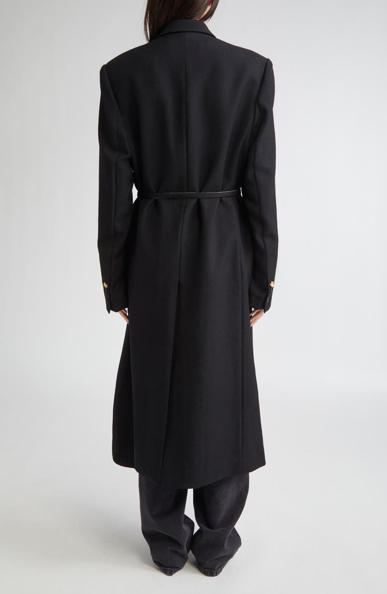 EENK Belted Double Breasted Virgin Wool Long Coat, Alternate, color, Black