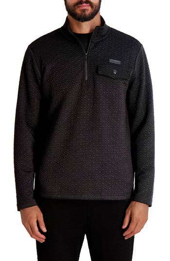 Karl Lagerfeld Paris Quilted Quarter Zip Pullover In Black