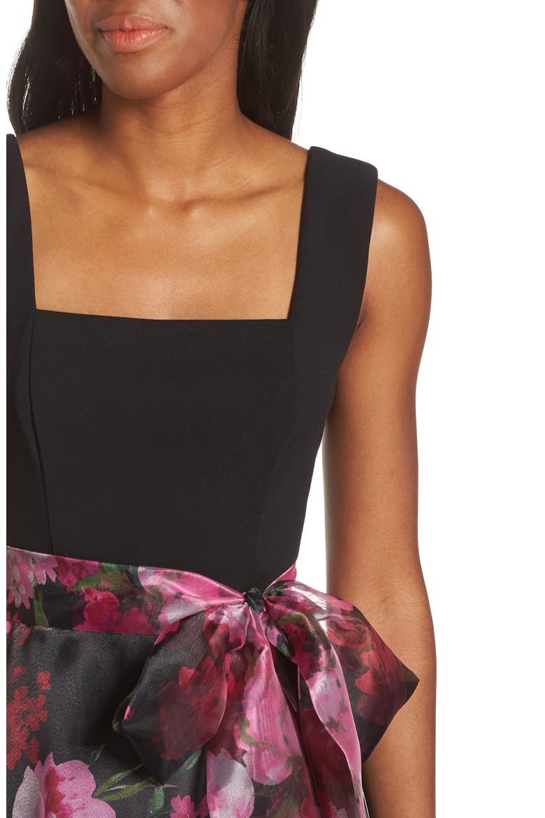 Floral Organza Gown, Alternate, color, BLACK MULTI