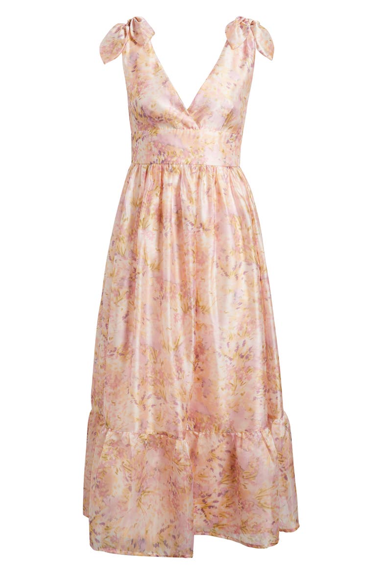 Stella Floral Organza Midi Dress, Alternate, color, PINK MULTI