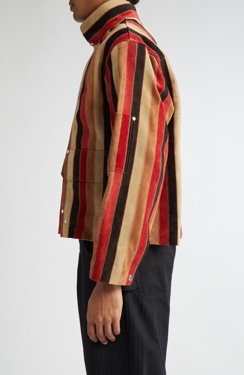 Bode Matchstick Stripe Suede Jacket, Alternate, color, 