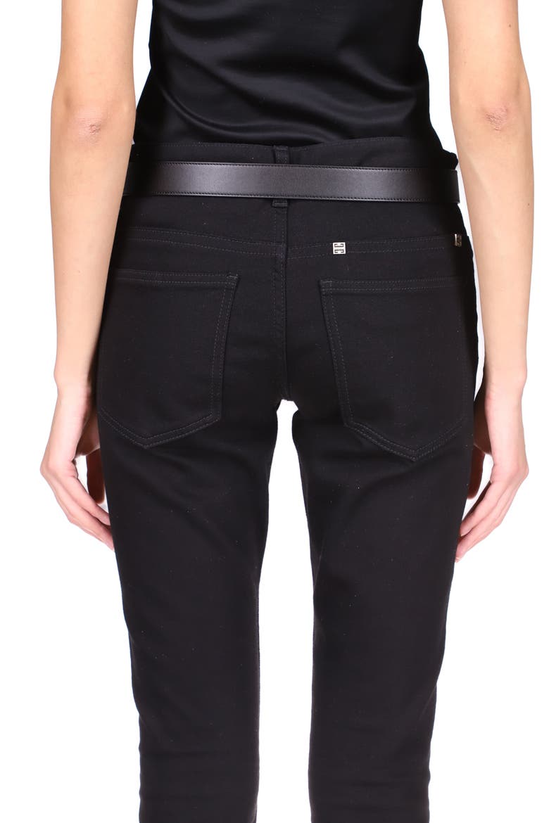 G-Chain Buckle Leather Belt, Alternate, color, BLACK