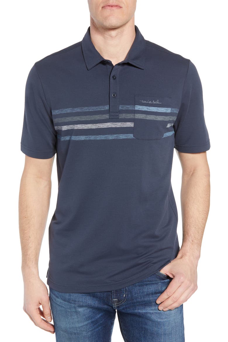 Travis Mathew Kartchner Chest Stripe Polo, Main, color, BLUE NIGHTS