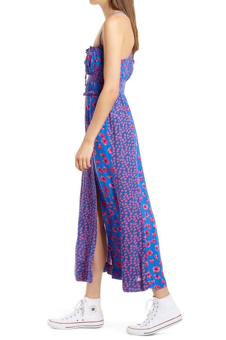 Tigerlily Mixed Floral Midi Sundress, Alternate, color, COBALT COMBO