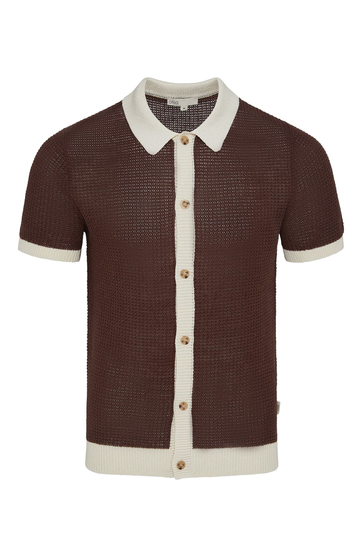Linen Short Sleeve Button Up Sweater - image 2