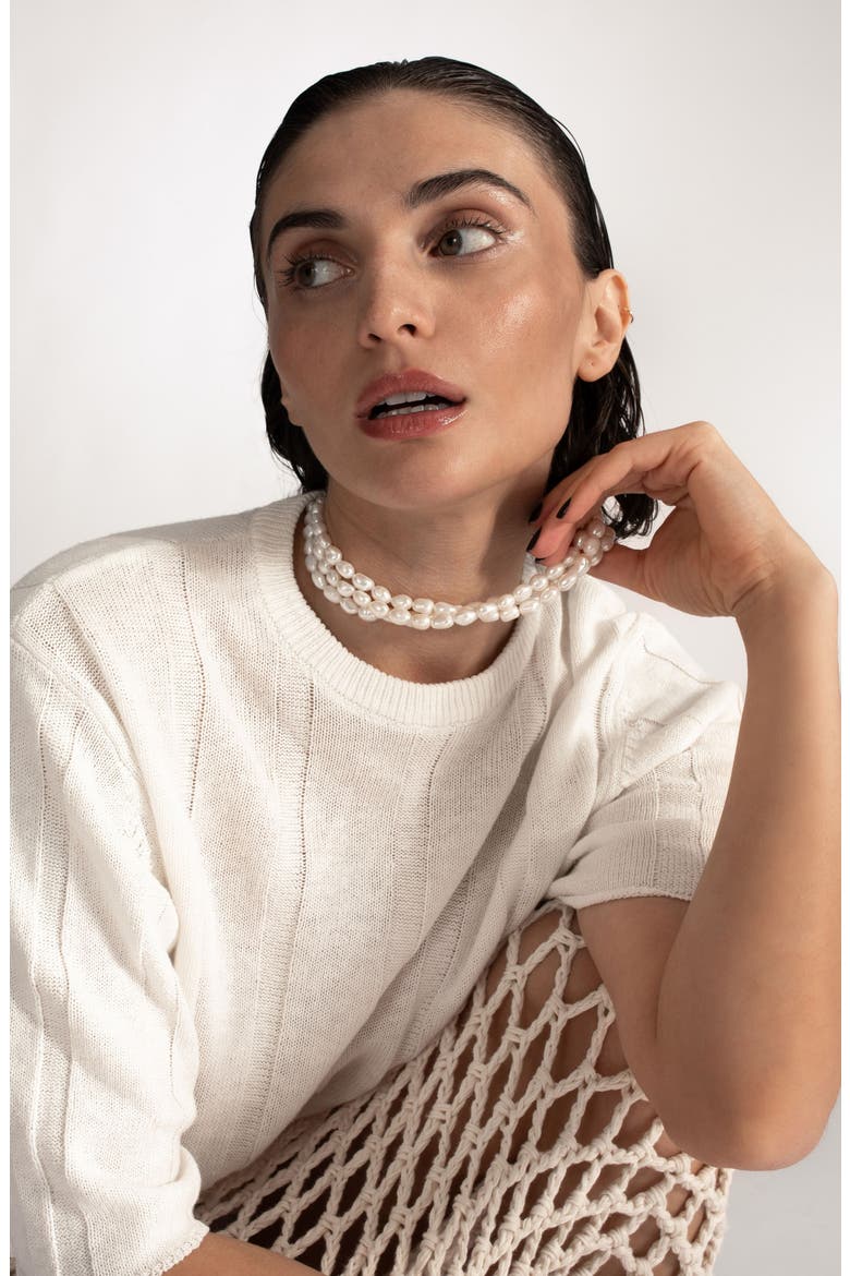 Freshwater Pearl Triple Strand Necklace, Alternate, color, WHITE