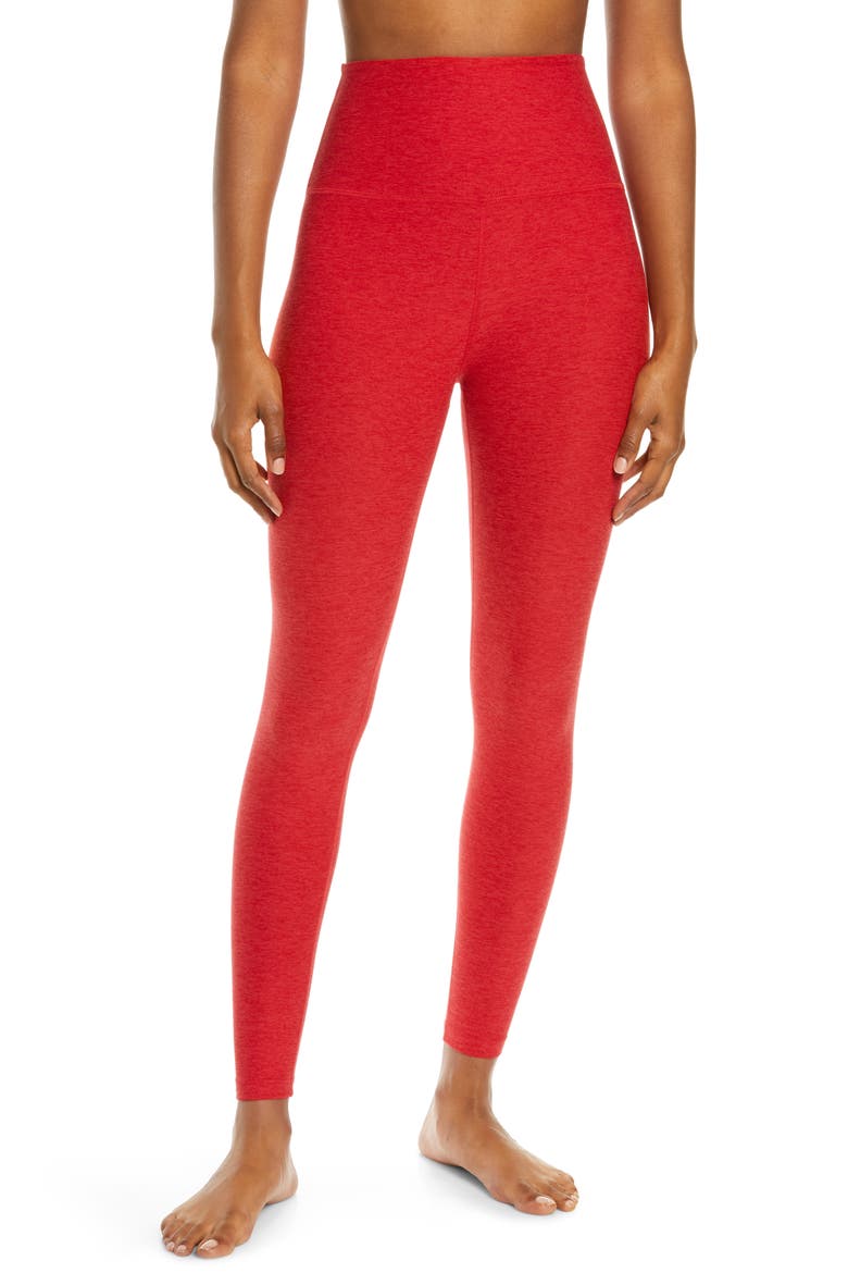 Caught in the Midi High Waist Leggings, Main, color, CHILLI RED HEATHER