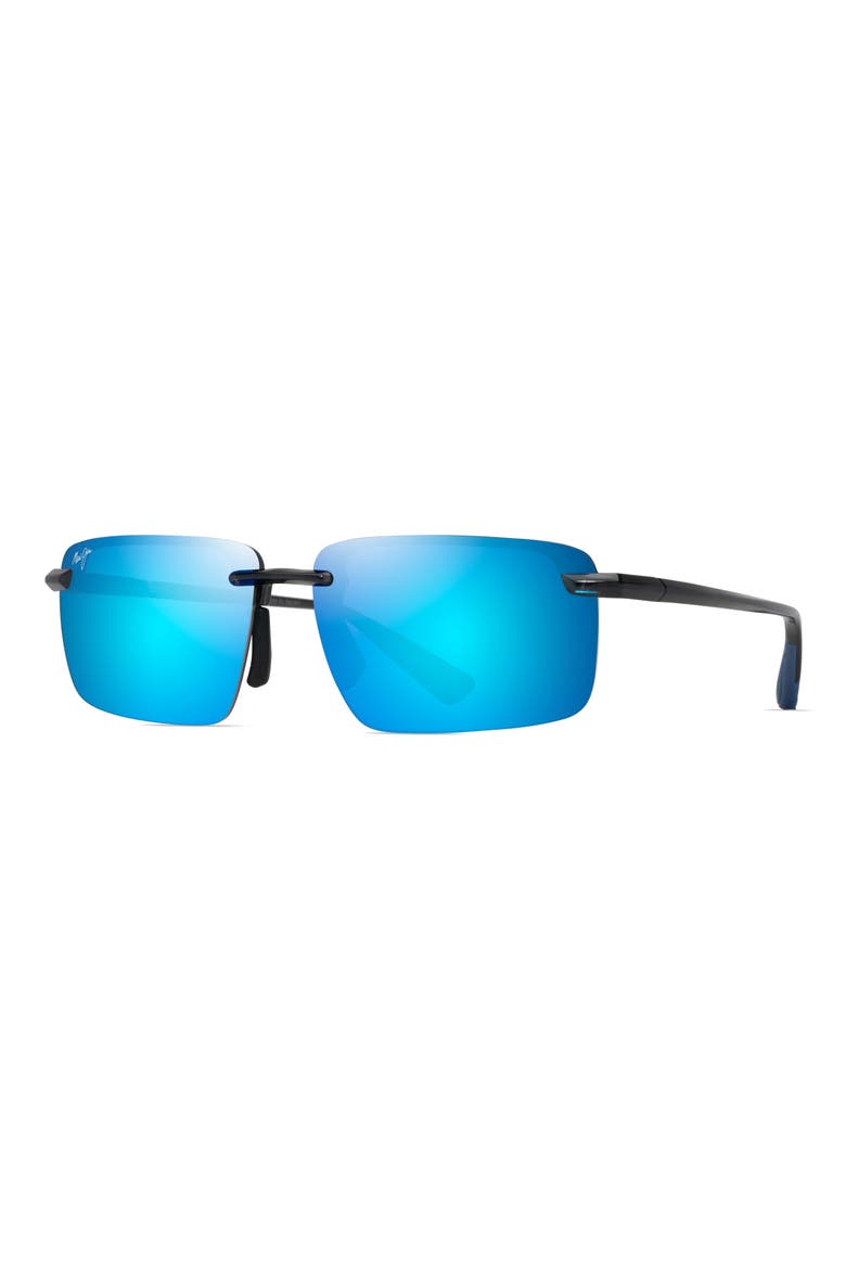 Laulima 61mm PolarizedPlus2® Gradient Rectangular Sunglasses, Alternate, color, SHINY TRANS DARK GREY