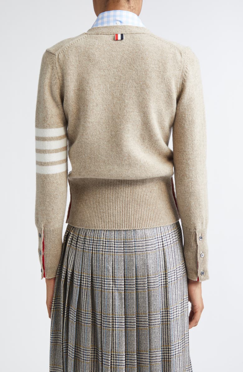 Thom Browne Classic 4-Bar Jersey Stitch Wool Cardigan, Alternate, color, Khaki