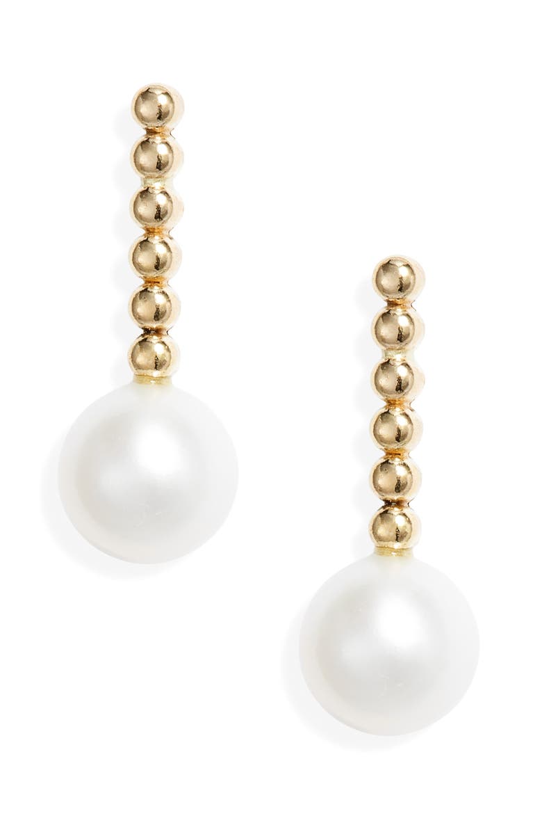 Poppy Finch Cultured Pearl Linear Beaded Earrings, Main, color, 